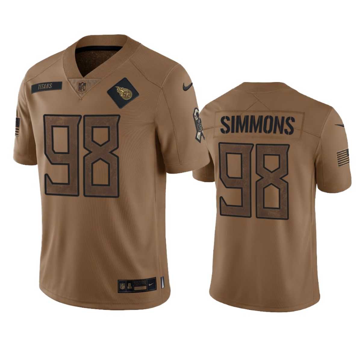 Mens Tennessee Titans #98 Jeffery Simmons 2023 Brown Salute To Service Limited Jersey Dyin->tennessee titans->NFL Jersey